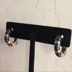 Lauren G Adams Teal Enamel Petite Hoop Earrings